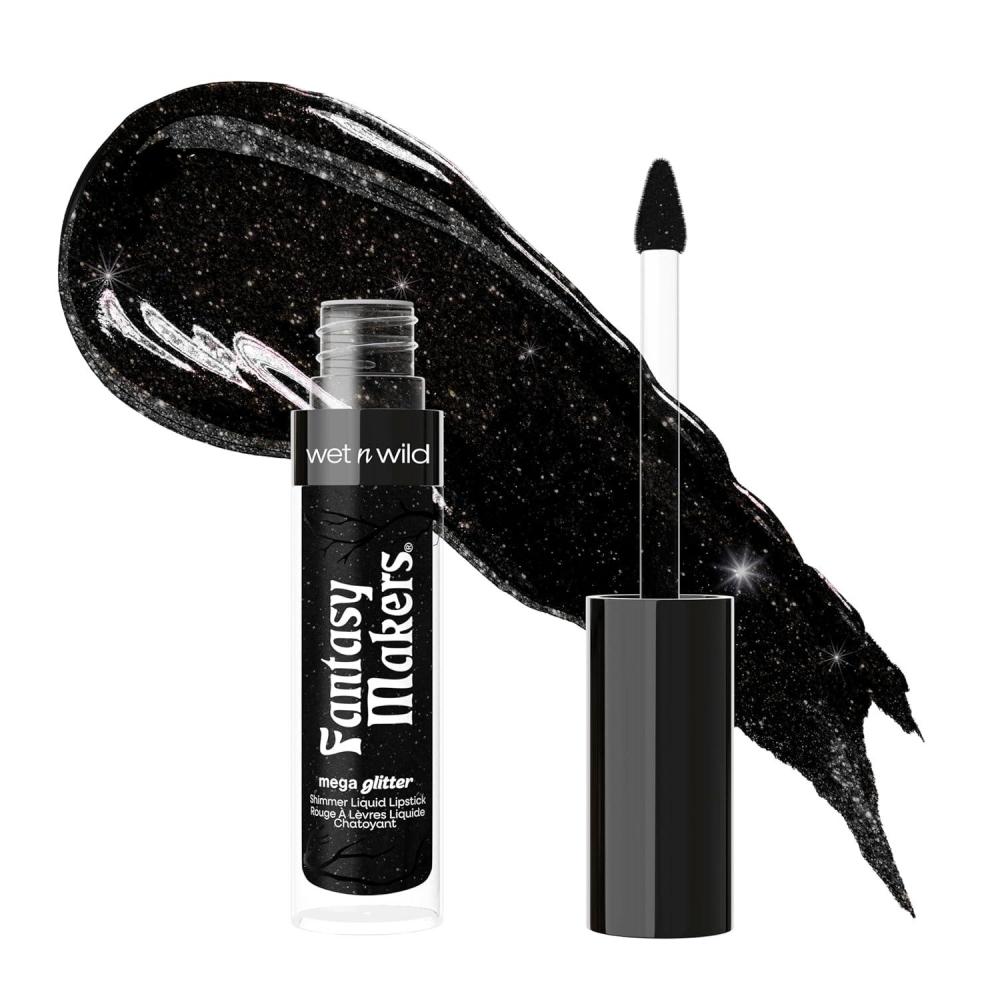 wet n wild Halloween Fantasy Makers Mega Glitter Shimmer Liquid Lipstick,High Pigmented Creamy Texture, Shimmery Blendable Formula, Cruelty-Free – Spell Bound