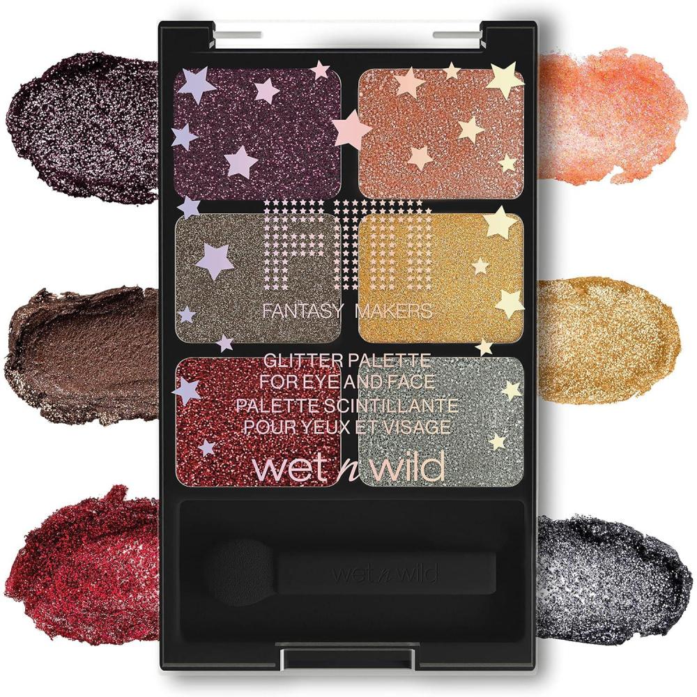 wet n wild Fantasy Makers Glitter Eyeshadow Palette, Long Wearing Shimmering Brilliance, Creamy Texture, 6 Complementary Shades, Cruelty-Free – This Bites(Horrorscope)