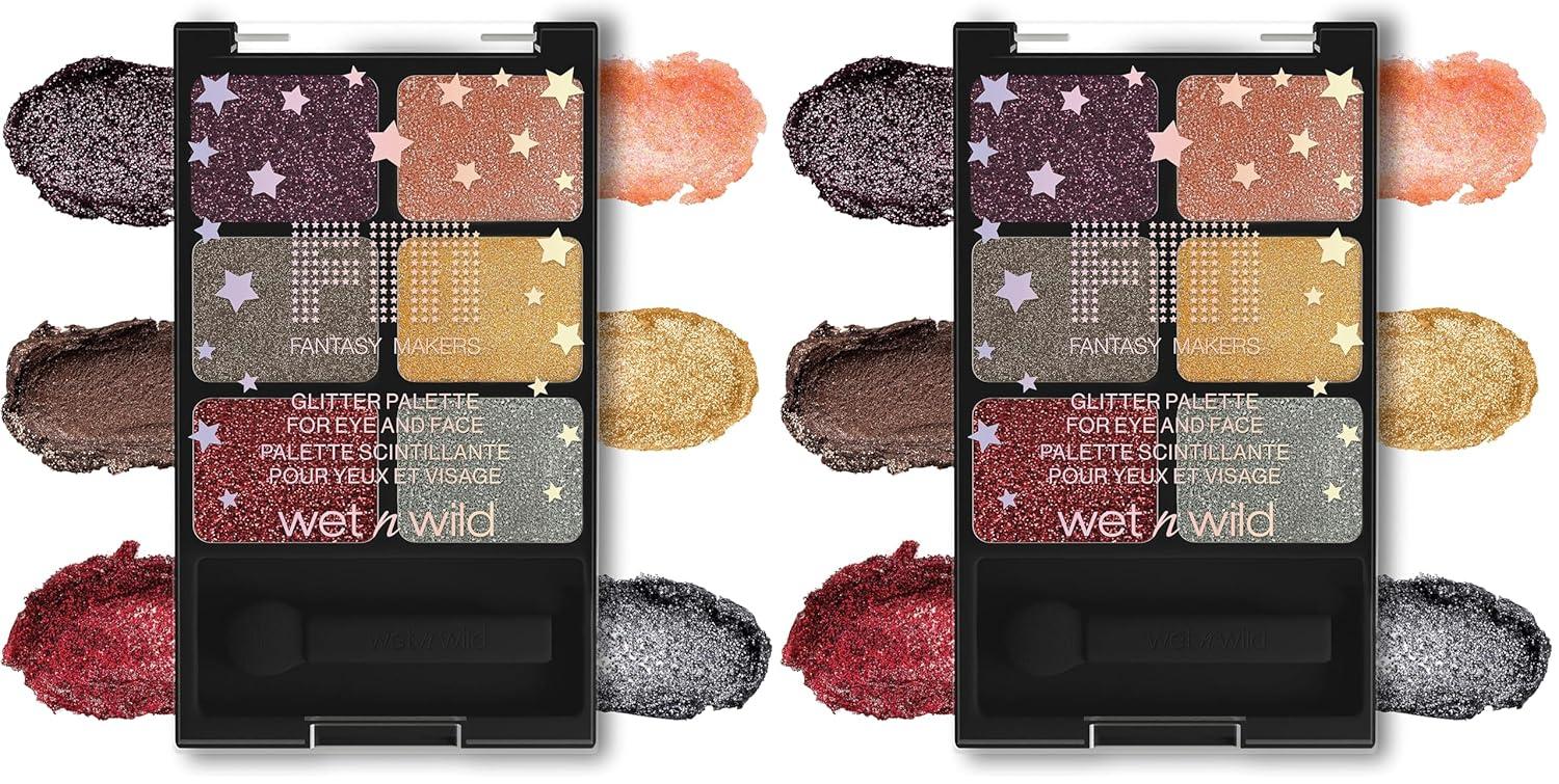 wet n wild Fantasy Makers Glitter Eyeshadow Palette, Long Wearing Shimmering Brilliance, Creamy Texture, 6 Complementary Shades, Cruelty-Free – This Bites(Horrorscope)