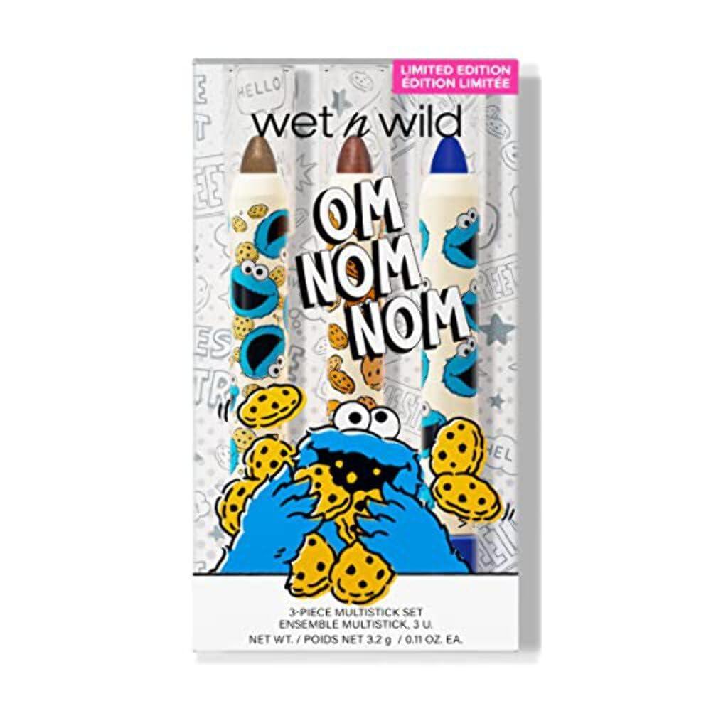 wet n wild Sesame Street 3-Piece Multi-Stick Kit, Cream-to-Powder Finish, Buildable Color for Eyes, Lips & Face, Vitamin E-Enriched, Cruelty-Free – Om Nom Nom