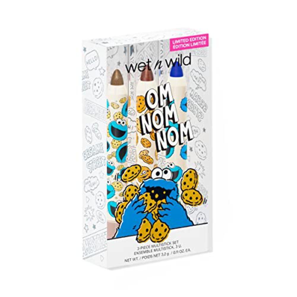 wet n wild Sesame Street 3-Piece Multi-Stick Kit, Cream-to-Powder Finish, Buildable Color for Eyes, Lips & Face, Vitamin E-Enriched, Cruelty-Free – Om Nom Nom