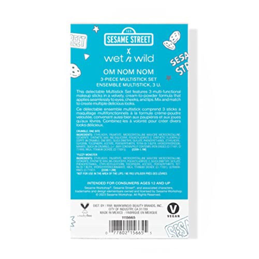 wet n wild Sesame Street 3-Piece Multi-Stick Kit, Cream-to-Powder Finish, Buildable Color for Eyes, Lips & Face, Vitamin E-Enriched, Cruelty-Free – Om Nom Nom