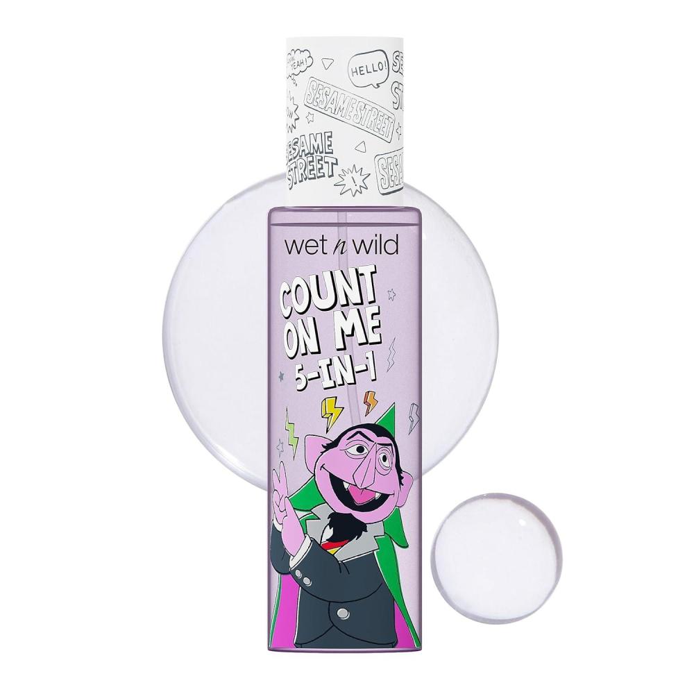 wet n wild Sesame Street 5-in-1 Prime & Set Face Mist, Floral Scented Makeup Setting Spray with Hyaluronic Acid & Niacinamide, Cruelty-Free – Count On Me(Count On Me 5-In-1 Prime & Set Mist)