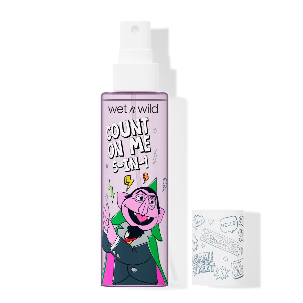 wet n wild Sesame Street 5-in-1 Prime & Set Face Mist, Floral Scented Makeup Setting Spray with Hyaluronic Acid & Niacinamide, Cruelty-Free – Count On Me(Count On Me 5-In-1 Prime & Set Mist)