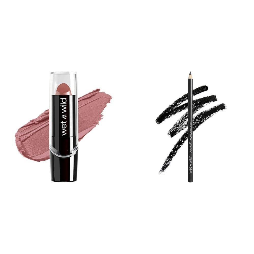 wet n wild Silk Finish Lipstick Rich Color Dark Pink Frost + Color Icon Eyeliner Pencil Baby’s Got Black