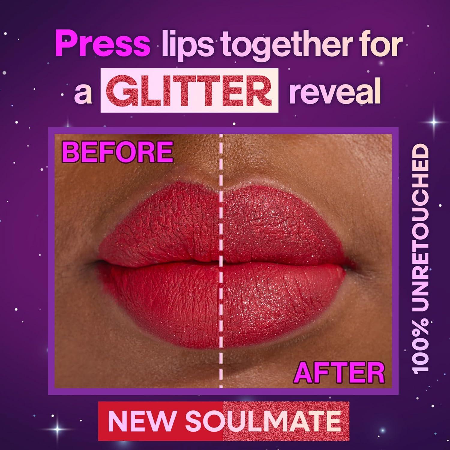 wet n wild Mega Glitter Shimmer Liquid Lipstick, Matte-to-Glitter Finish, Lightweight Formula, Comfortable Wear, Vitamin E-Infused for Nourished Lips, Vegan & Cruelty-Free – New Soulmate
