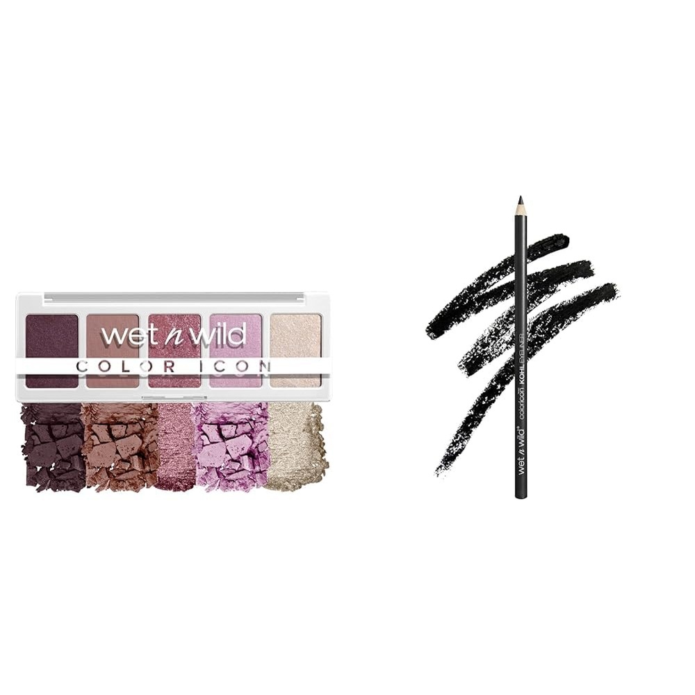 wet n wild 5 Pan Eyeshadow Palette Purple Petalette and Kohl Eyeliner Pencil Baby’s Got Black