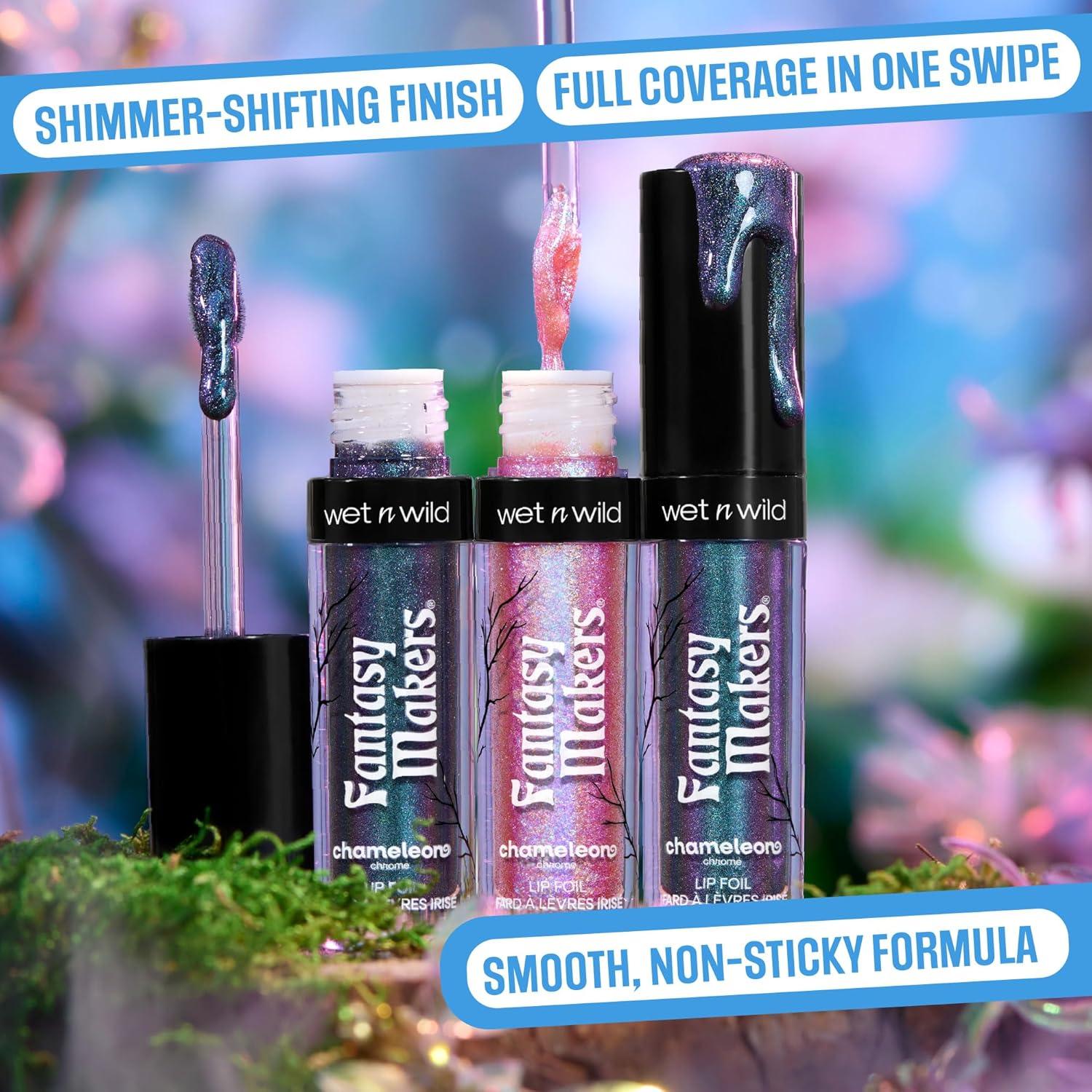 wet n wild Halloween Fantasy Makers Chameleon Chrome Lip Foil, Intense Multi-Chrome Pigment, Mesmerizing Blendable Color Shift Foil Finish, Cruelty-Free – Nymph’s Whisper(0.09 Fl Oz (Pack of 2))