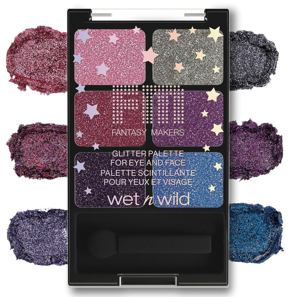 wet n wild Fantasy Makers Glitter Eyeshadow Palette, Long Wearing Shimmering Brilliance, Creamy Texture, 6 Complementary Shades, Cruelty-Free – This Bites(Rest in Pink)