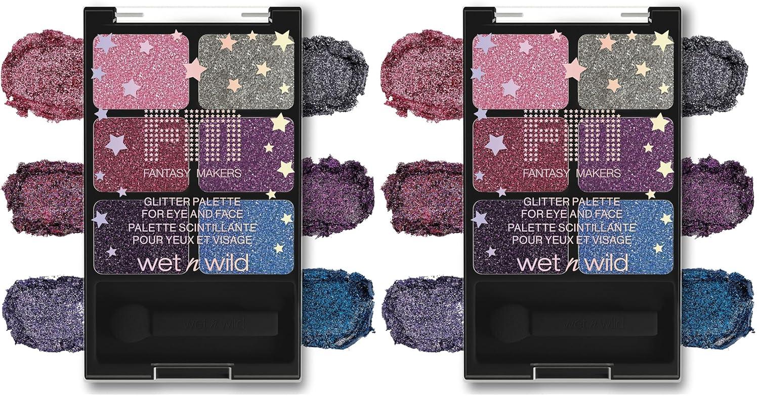 wet n wild Fantasy Makers Glitter Eyeshadow Palette, Long Wearing Shimmering Brilliance, Creamy Texture, 6 Complementary Shades, Cruelty-Free – This Bites(Rest in Pink)