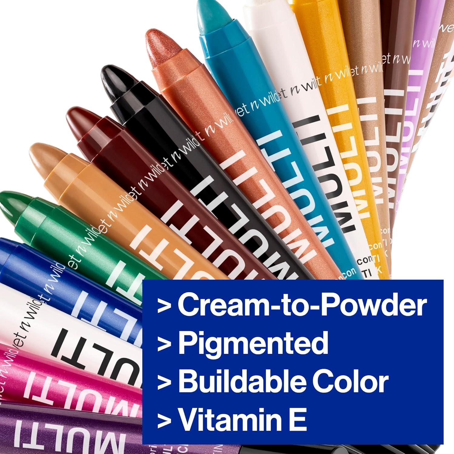 wet n wild Color Icon Cream Eyeliner Eyeshadow Multi-Stick, Moisturizing, Nourishing Velvety Cream-to-Powder Buildable & Blendable Formula, Cruelty-Free & Vegan – Bragging Whites(Blue Lah Lah)