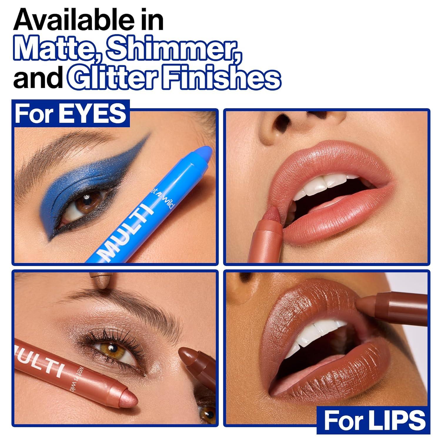 wet n wild Color Icon Cream Eyeliner Eyeshadow Multi-Stick, Moisturizing, Nourishing Velvety Cream-to-Powder Buildable & Blendable Formula, Cruelty-Free & Vegan – Bragging Whites(Blue Lah Lah)