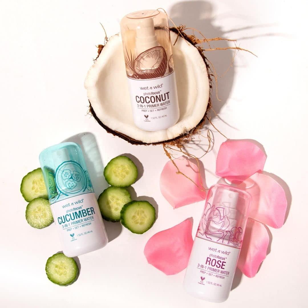 wet n wild Photo Focus Primer Water, Rose Addiction, 1.52 Ounces(Coconut)