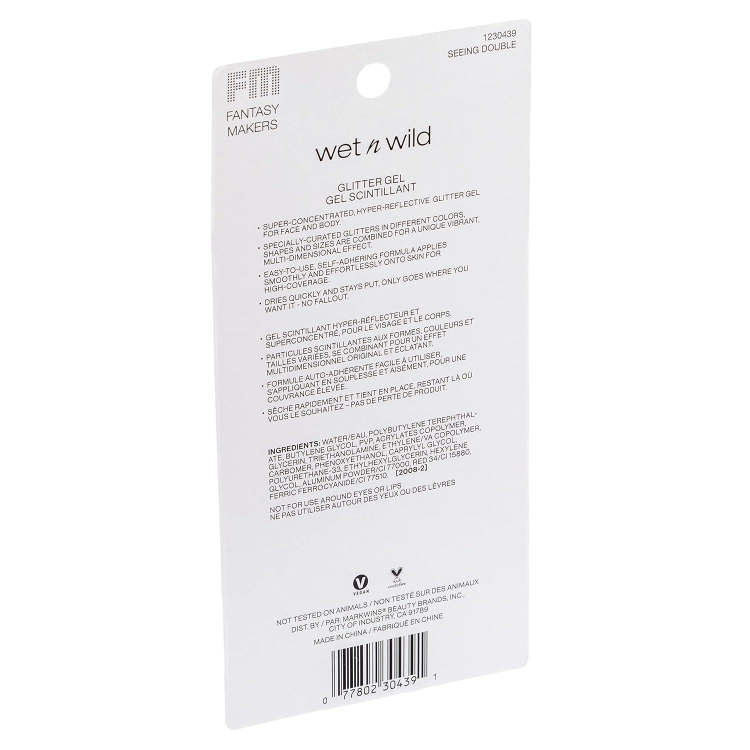 Body Glitter by Wet n Wild Fantasy Makers Glitter Gel Silver Seeing Double (Pack of 2)(Seeing Double)