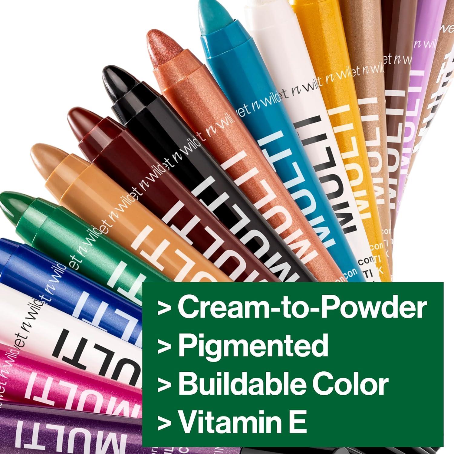wet n wild Color Icon Cream Eyeliner Eyeshadow Multi-Stick, Moisturizing, Nourishing Velvety Cream-to-Powder Buildable & Blendable Formula, Cruelty-Free & Vegan – Bragging Whites(Green)