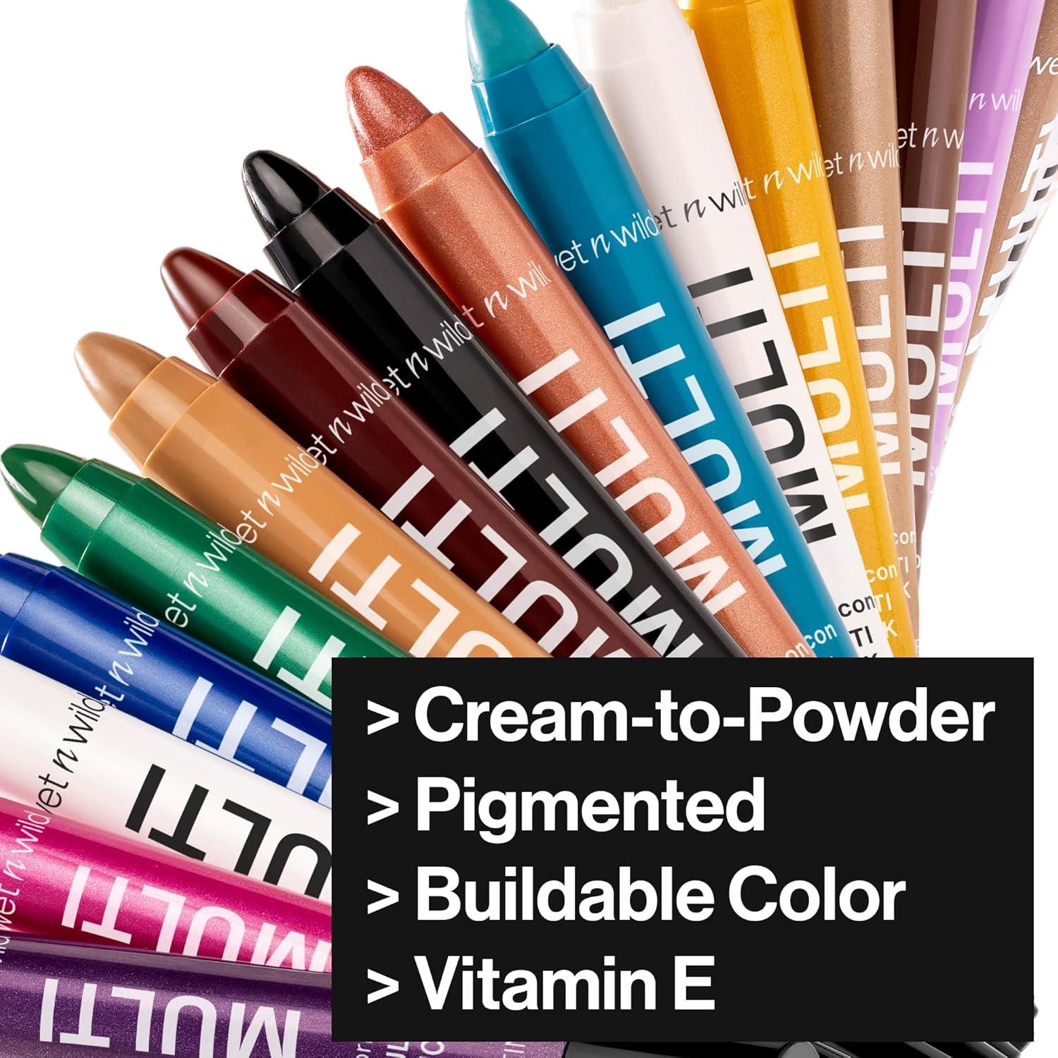 wet n wild Color Icon Cream Eyeliner Eyeshadow Multi-Stick, Moisturizing, Nourishing Velvety Cream-to-Powder Buildable & Blendable Formula, Cruelty-Free & Vegan – Bragging Whites(Nocturnal Behavior)