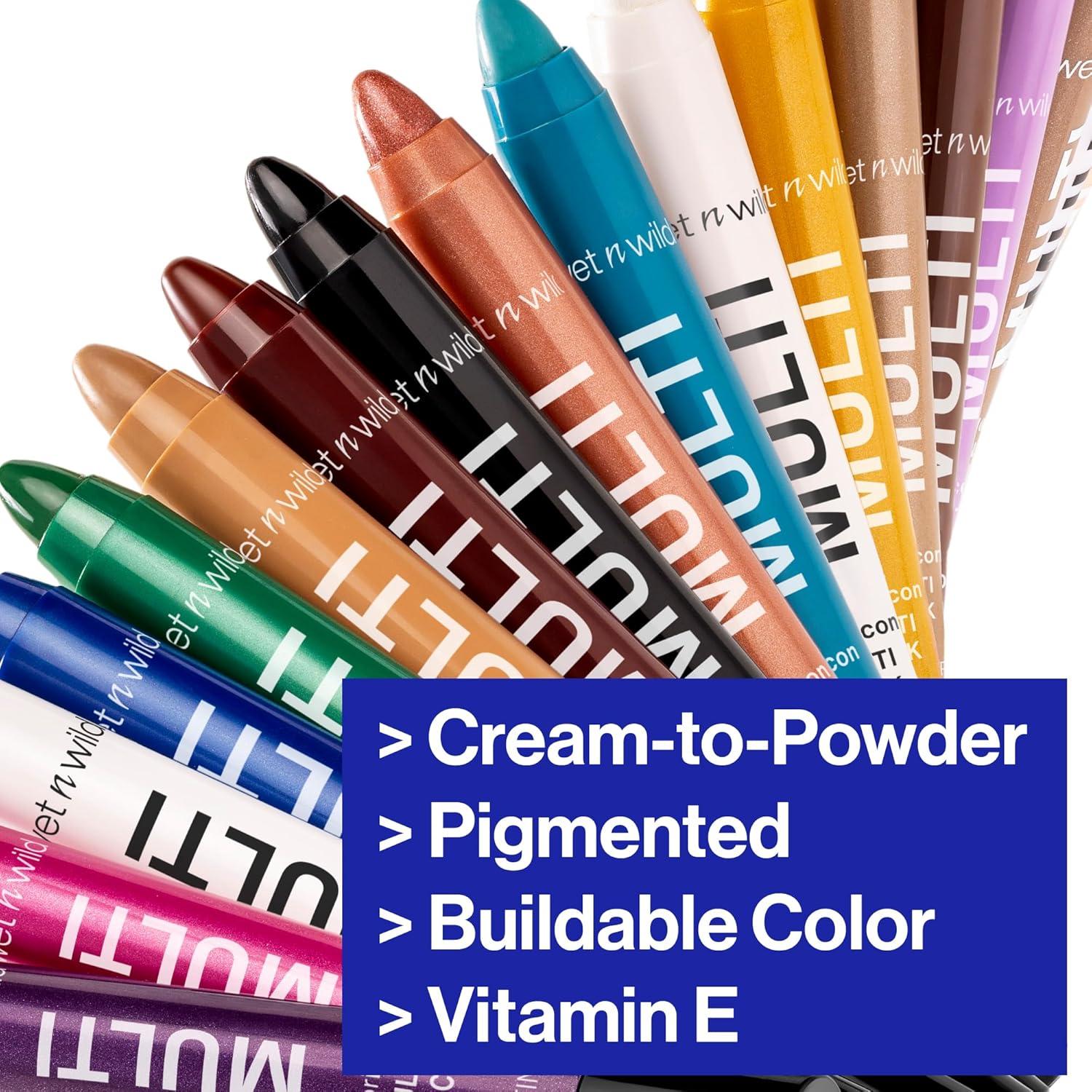wet n wild Color Icon Cream Eyeliner Eyeshadow DMulti-Stick, Moisturizing, Nourishing Velvety Cream-to-Powder Buildable & Blendable Formula, Cruelty-Free & Vegan – Golden Rush Hour(Blue Me Away)