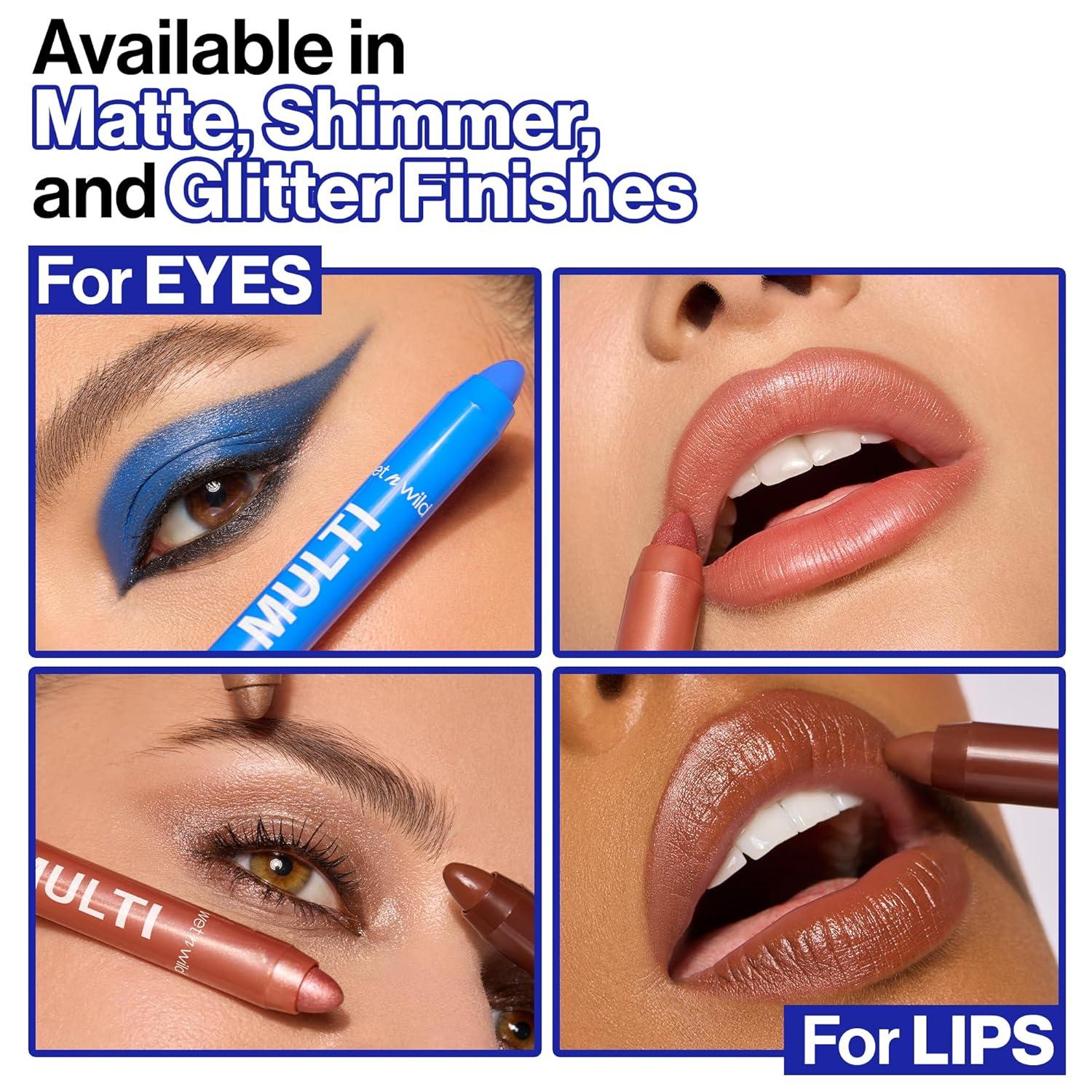 wet n wild Color Icon Cream Eyeliner Eyeshadow DMulti-Stick, Moisturizing, Nourishing Velvety Cream-to-Powder Buildable & Blendable Formula, Cruelty-Free & Vegan – Golden Rush Hour(Blue Me Away)