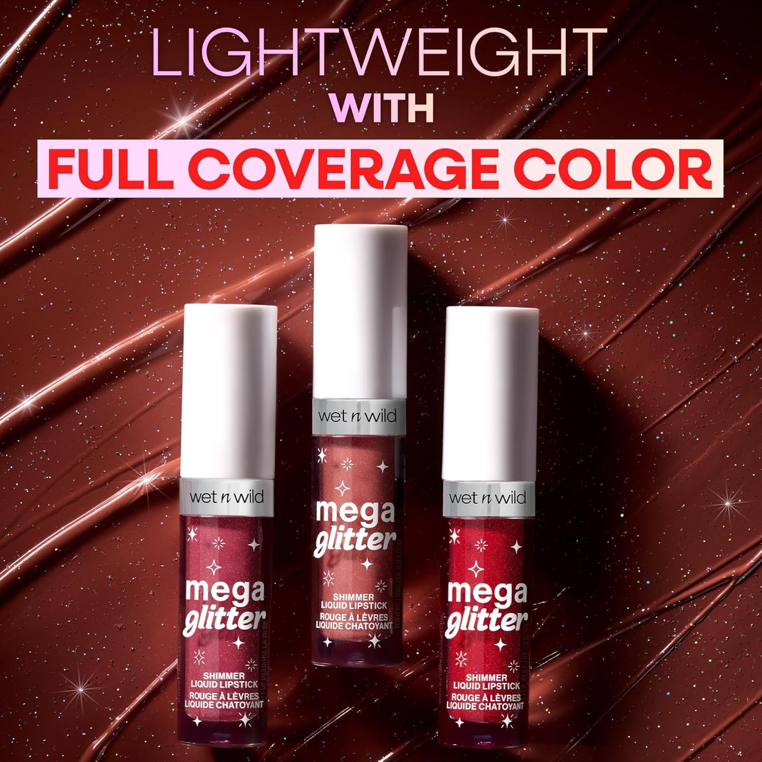 wet n wild Mega Glitter Shimmer Liquid Lipstick, Matte-to-Glitter Finish, Lightweight Formula, Comfortable Wear, Vitamin E-Infused for Nourished Lips, Vegan & Cruelty-Free – Hear Me Out