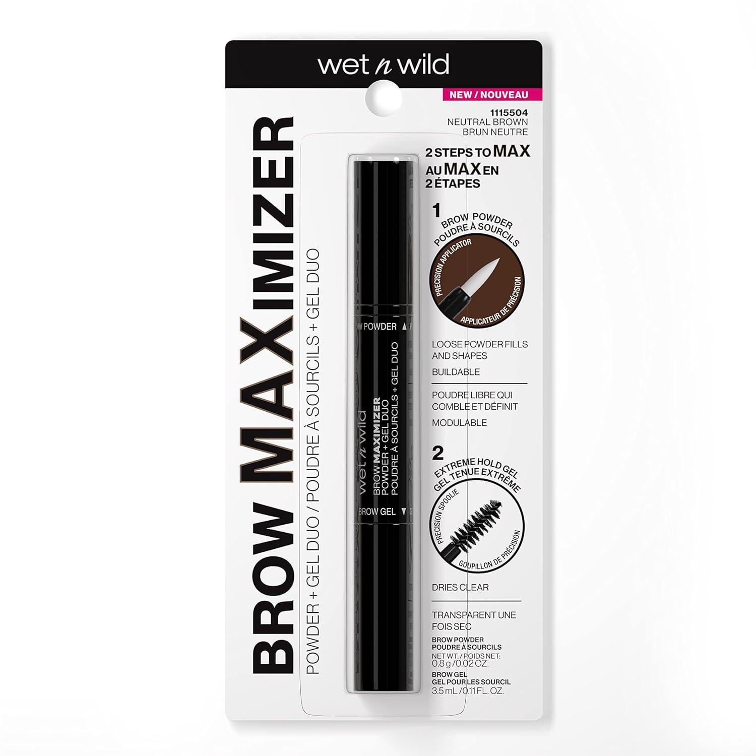 wet n wild Ultimate Brow | Brow Maximizer Powder + Gel Duo Ash Brown(Neutral Brown)