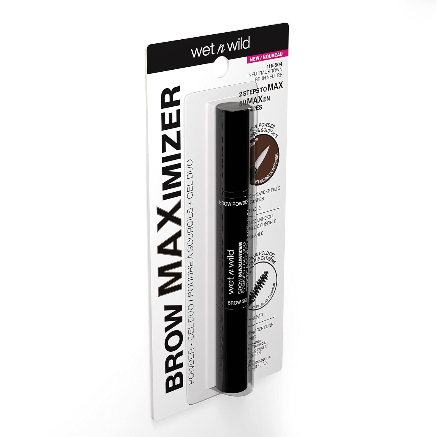 wet n wild Ultimate Brow | Brow Maximizer Powder + Gel Duo Ash Brown(Neutral Brown)