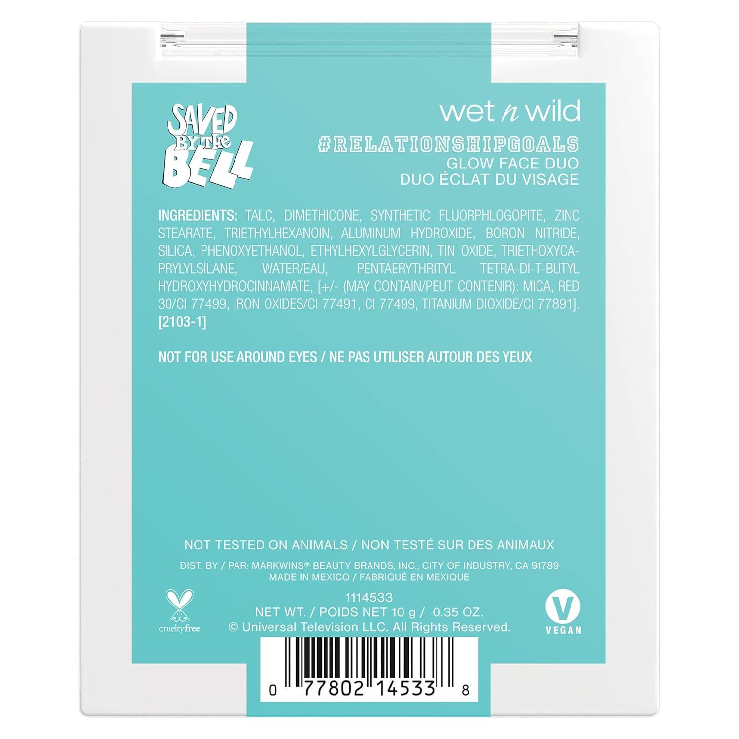 wet n wild Saved By The Bell Highlighter + Illuminator Glow Face Duo, Highlighter Makeup Powder, Illumniator Makeup Powder, Cruelty-Free Makeup, #Relationship Goals,1114533(Highlighter + Illuminator Glow Face Duo)