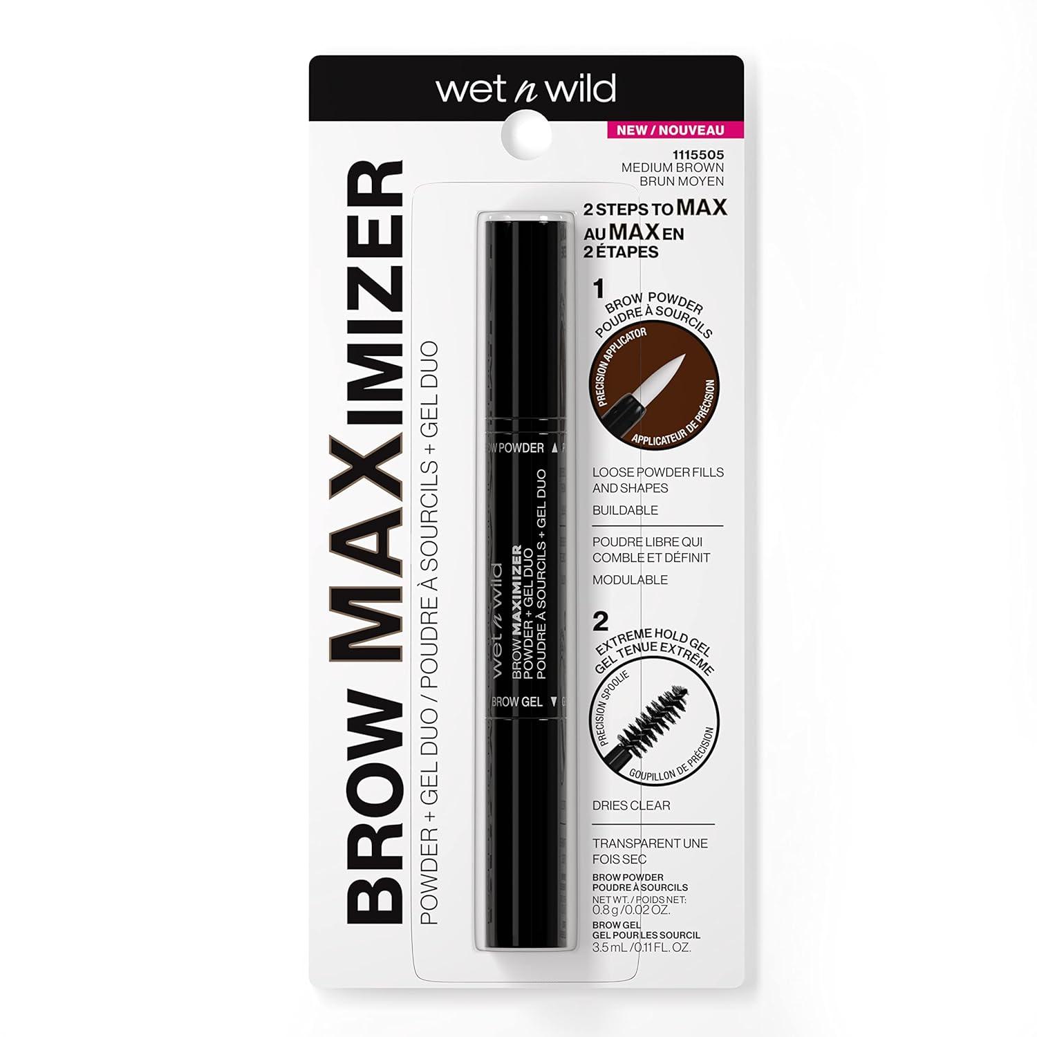 wet n wild Ultimate Brow | Brow Maximizer Powder + Gel Duo Ash Brown(Medium Brown)