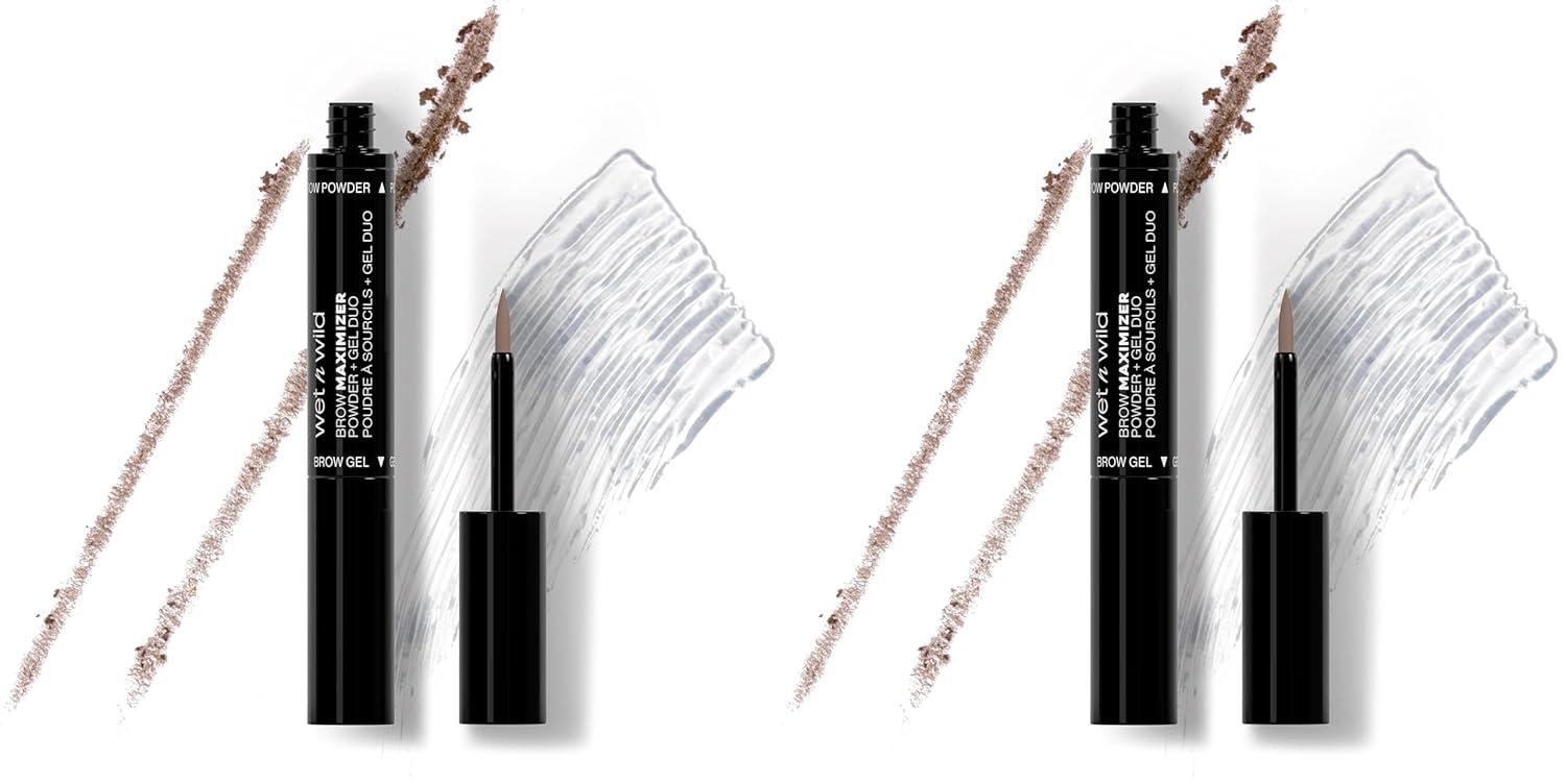 wet n wild Ultimate Brow | Brow Maximizer Powder + Gel Duo Ash Brown(Medium Brown)