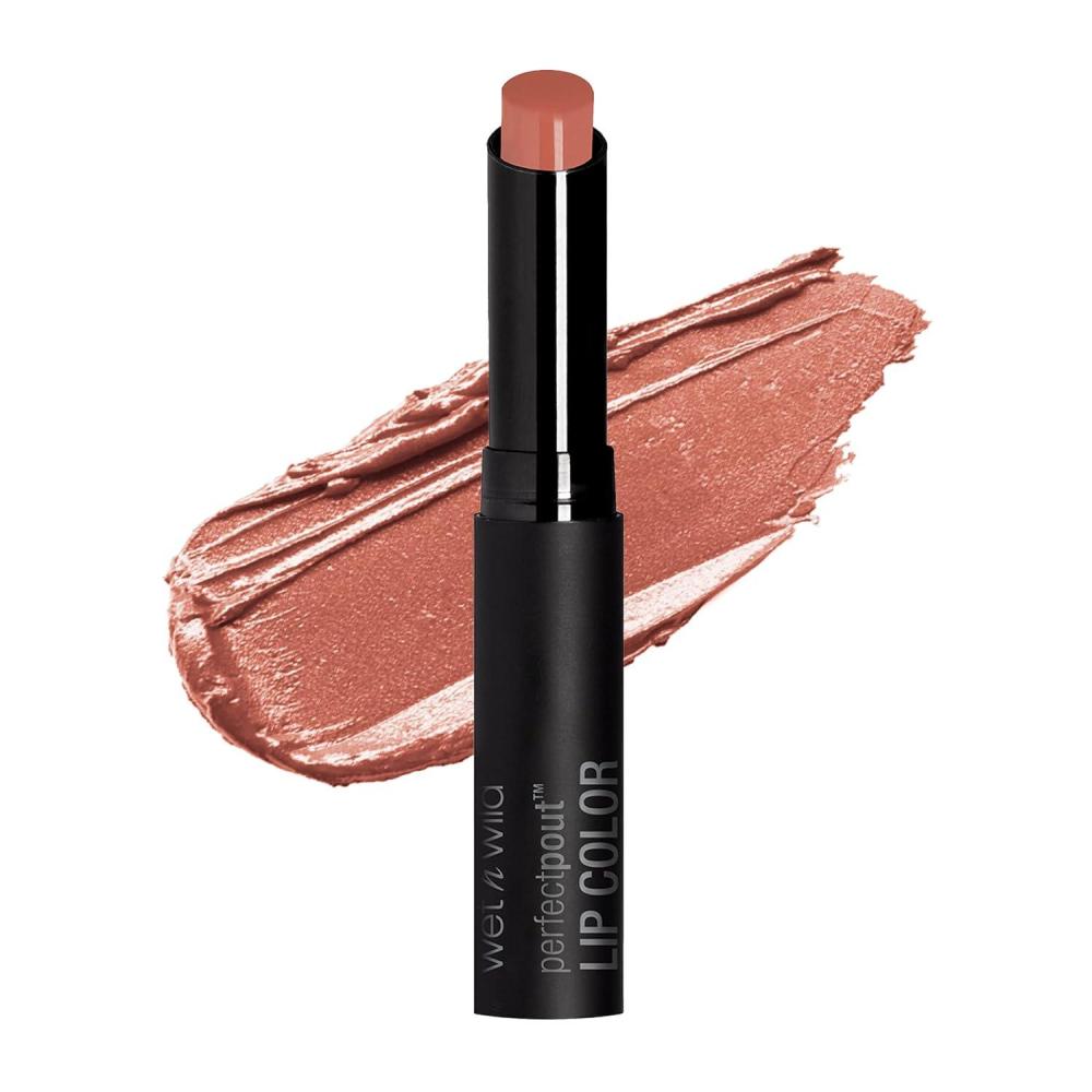 wet n wild Perfect Pout Lipstick, Black Power Outage Vegan | Gluten-Free | Cruelty-Free | Lip Color(Bare Your Soul)