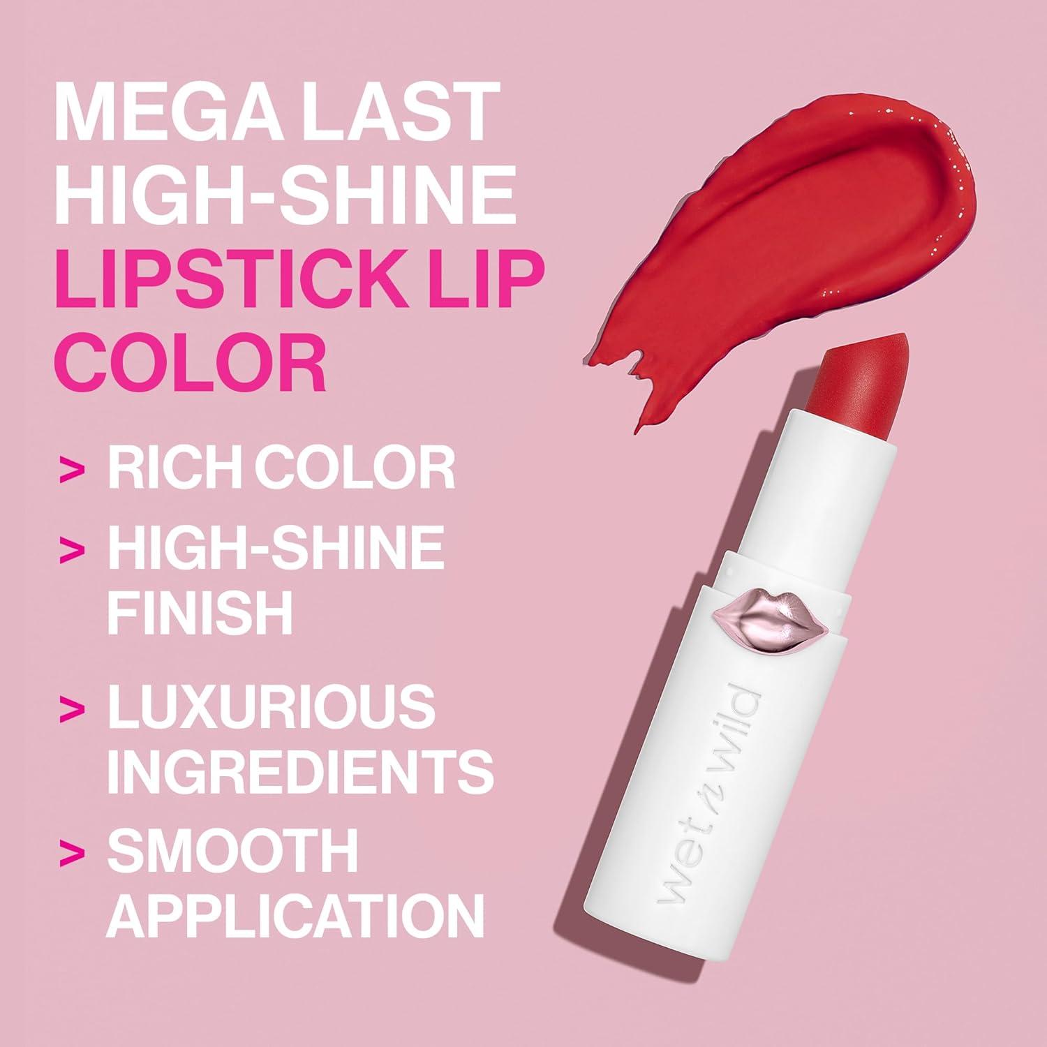 wet n wild Mega Last High-Shine Lipstick Lip Color, Infused with Seed Oils For a Nourishing High-Shine, Buildable & Blendable Creamy Color, Cruelty-Free & Vegan – Pinky Ring(Raining Rubies)