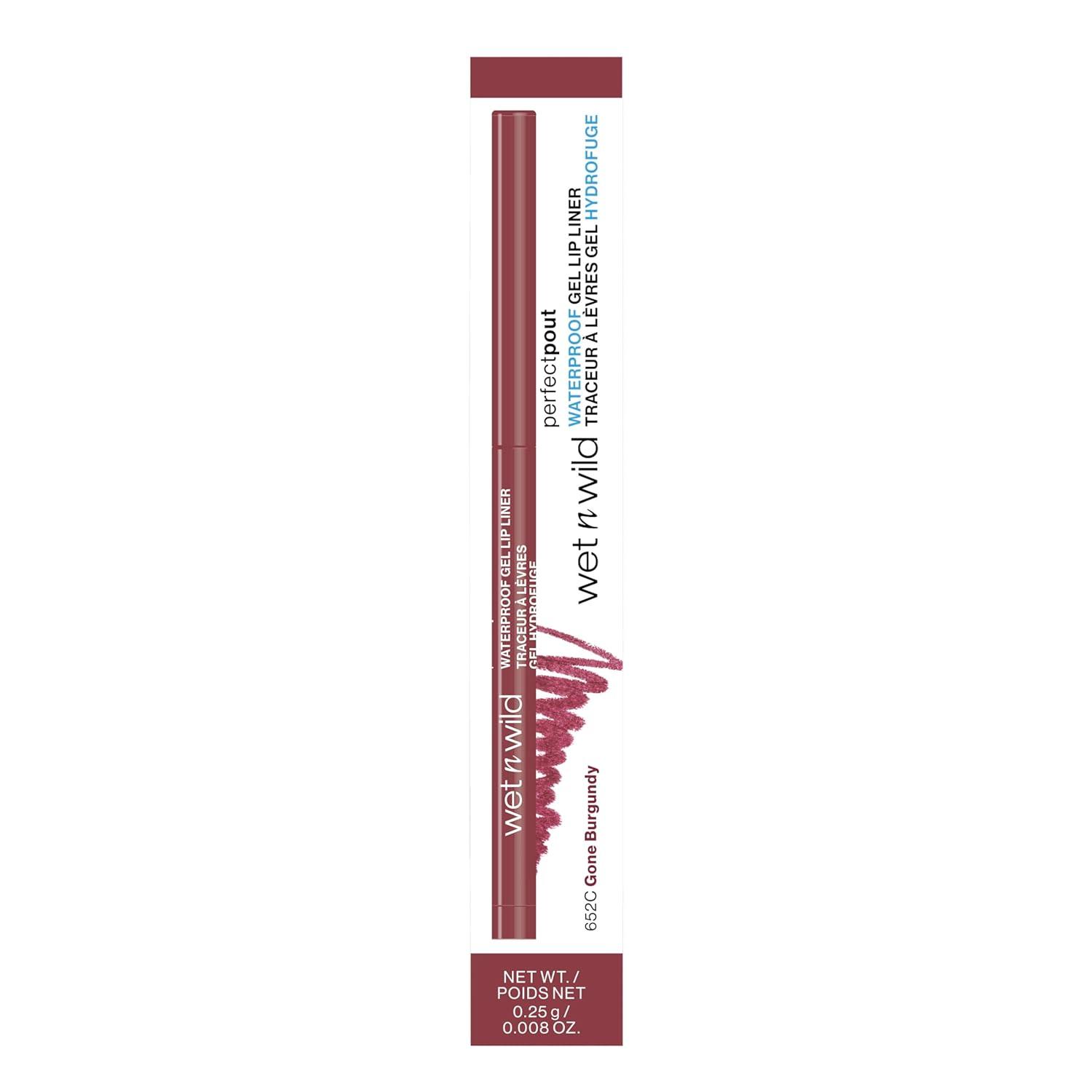 wet n wild Perfect Pout Matte Retractable Gel Lip Liner Pencil, Rich Creamy Long Lasting Color, Well-Defined and Flawless Application, Vegan & Cruelty-Free – Purple Lay Down the Mauves(Gone Burgundy)