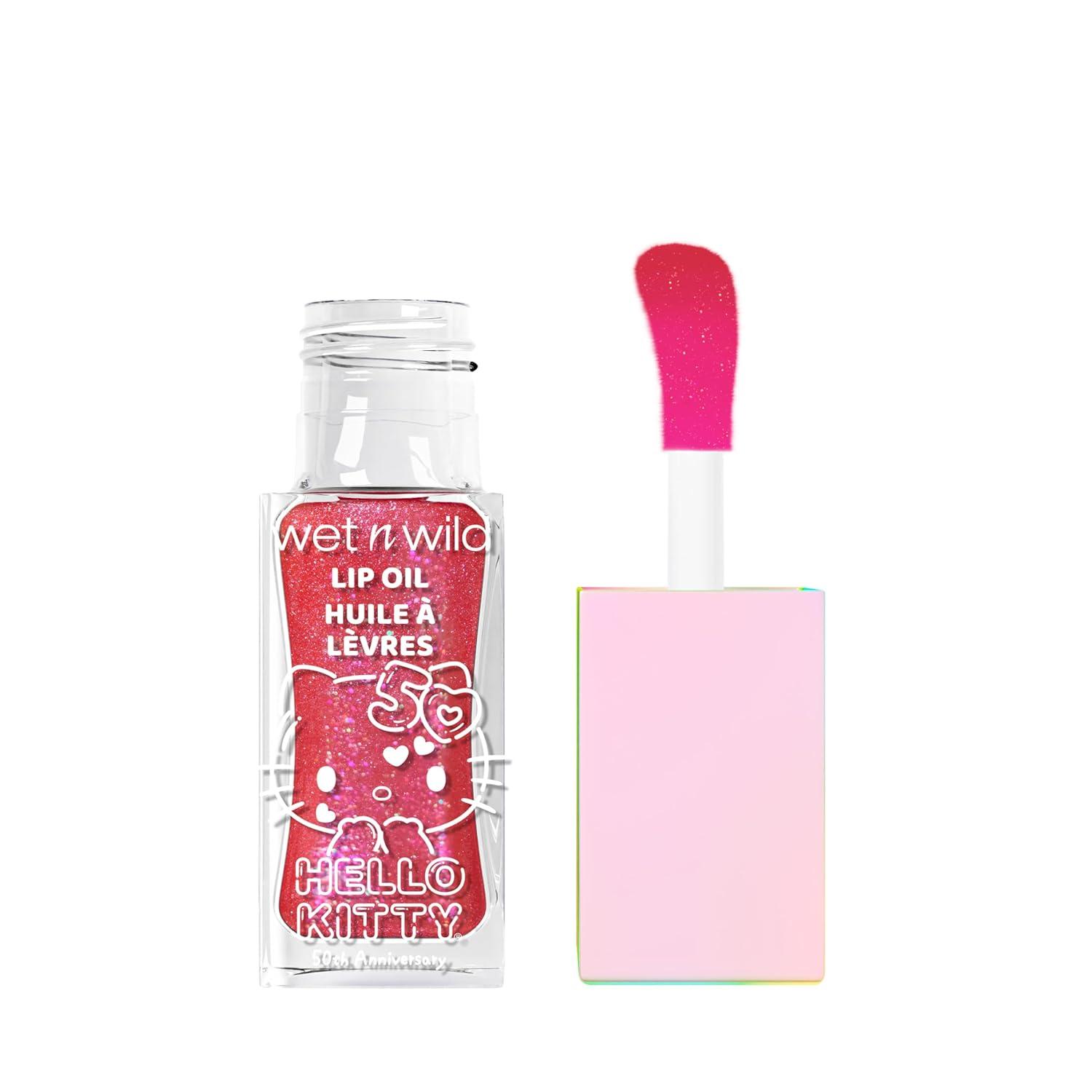 wet n wild Hello Kitty Glitter Lip Oil, New 10 Oil Infused Formula, Warm Apple Pie Lightly Scented, Sparkly Bold Colors, Cruelty-Free & Vegan – Diamond Bow(Purrfect)