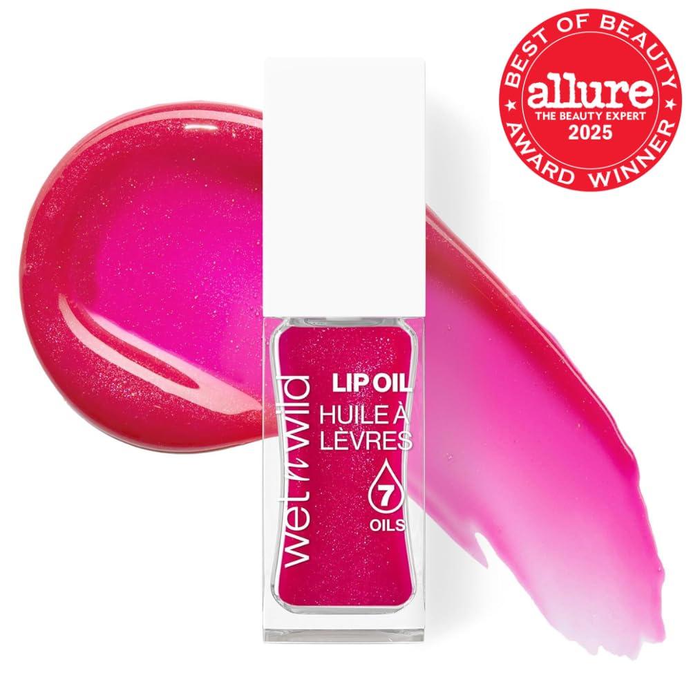 wet n wild Hello Kitty Glitter Lip Oil, New 10 Oil Infused Formula, Warm Apple Pie Lightly Scented, Sparkly Bold Colors, Cruelty-Free & Vegan – Diamond Bow(Dress Code)