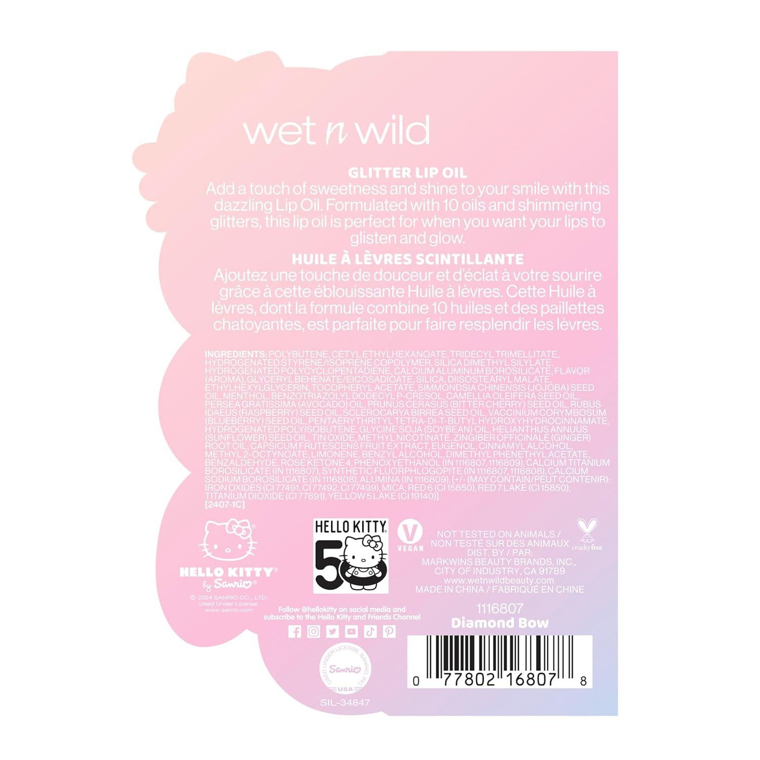 wet n wild Lip Oil – Lightweight, Non-Sticky, Hydrating & Nourishing Formula with 7 Conditioning Oils, Vegan & Cruelty-Free – Cedar Rose(Diamond Bow)
