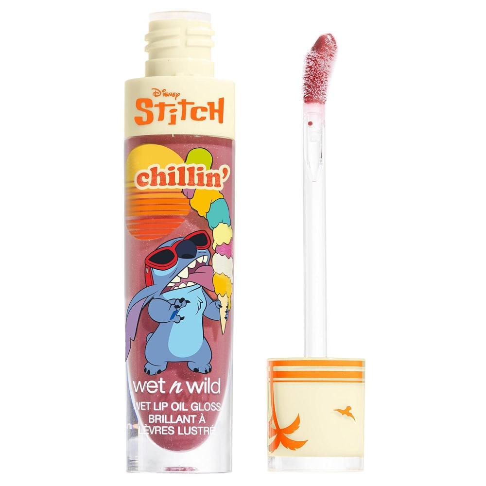 wet n wild Hello Kitty Glitter Lip Oil, New 10 Oil Infused Formula, Warm Apple Pie Lightly Scented, Sparkly Bold Colors, Cruelty-Free & Vegan – Diamond Bow(Chillin’ Wet Pink)