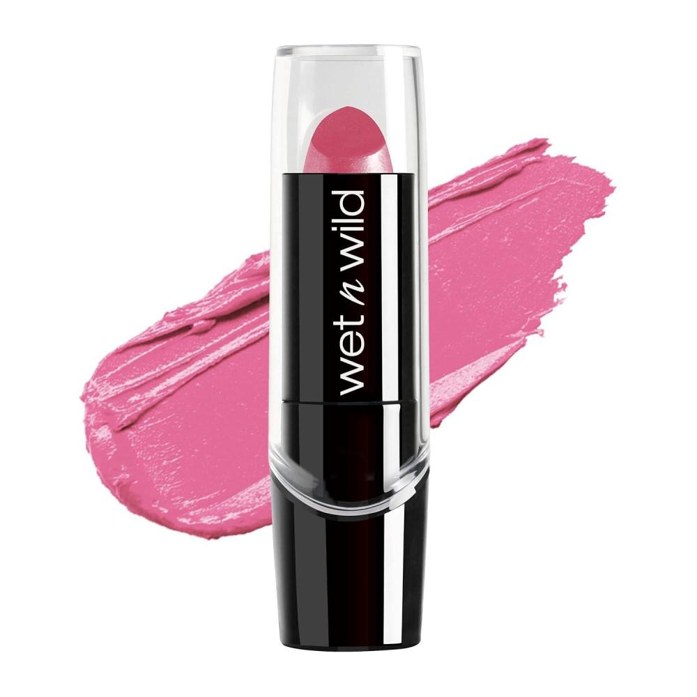 wet n wild Silk Finish Lipstick, Hydrating Rich Buildable Lip Color, Formulated with Vitamins A,E, & Macadamia for Ultimate Hydration, Cruelty-Free & Vegan – Hot Red(Pink Ice)