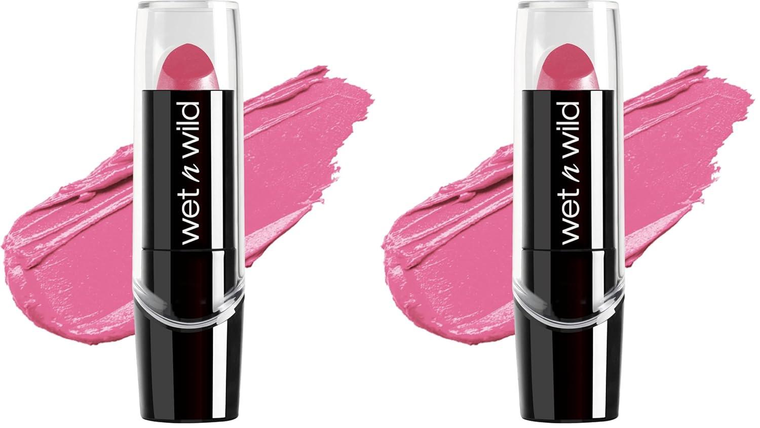 wet n wild Silk Finish Lipstick, Hydrating Rich Buildable Lip Color, Formulated with Vitamins A,E, & Macadamia for Ultimate Hydration, Cruelty-Free & Vegan – Hot Red(Pink Ice)