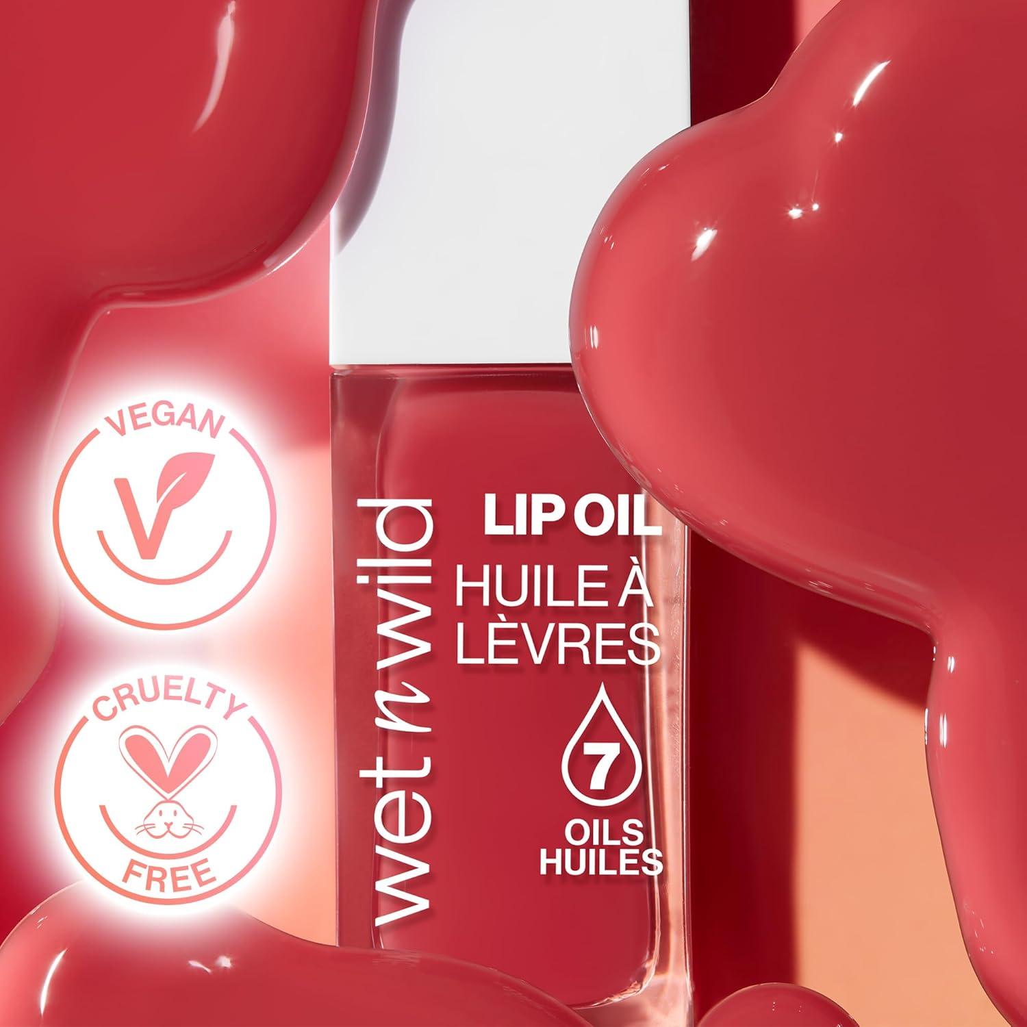 wet n wild Lip Oil – Lightweight, Non-Sticky, Hydrating & Nourishing Formula with 7 Conditioning Oils, Vegan & Cruelty-Free – Cedar Rose(Vintage Society)
