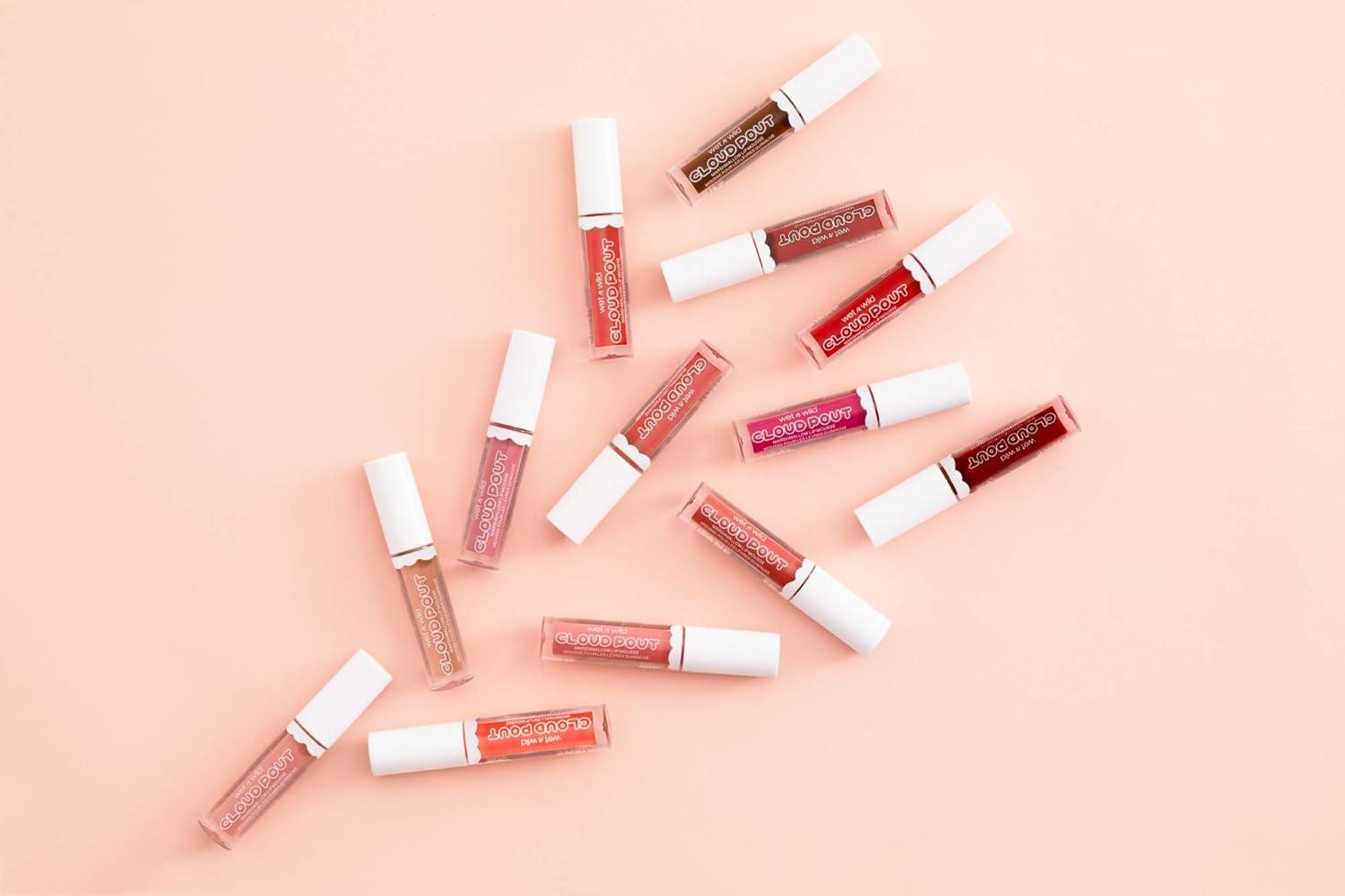 wet n wild Lip Cream Cloud Pout w/Marshmallow, Pink Girl, You’re Whipped | Argan Oil | Vitamin E | Marshmallow Flavored(Dark Red I’m On Cloud Wine)