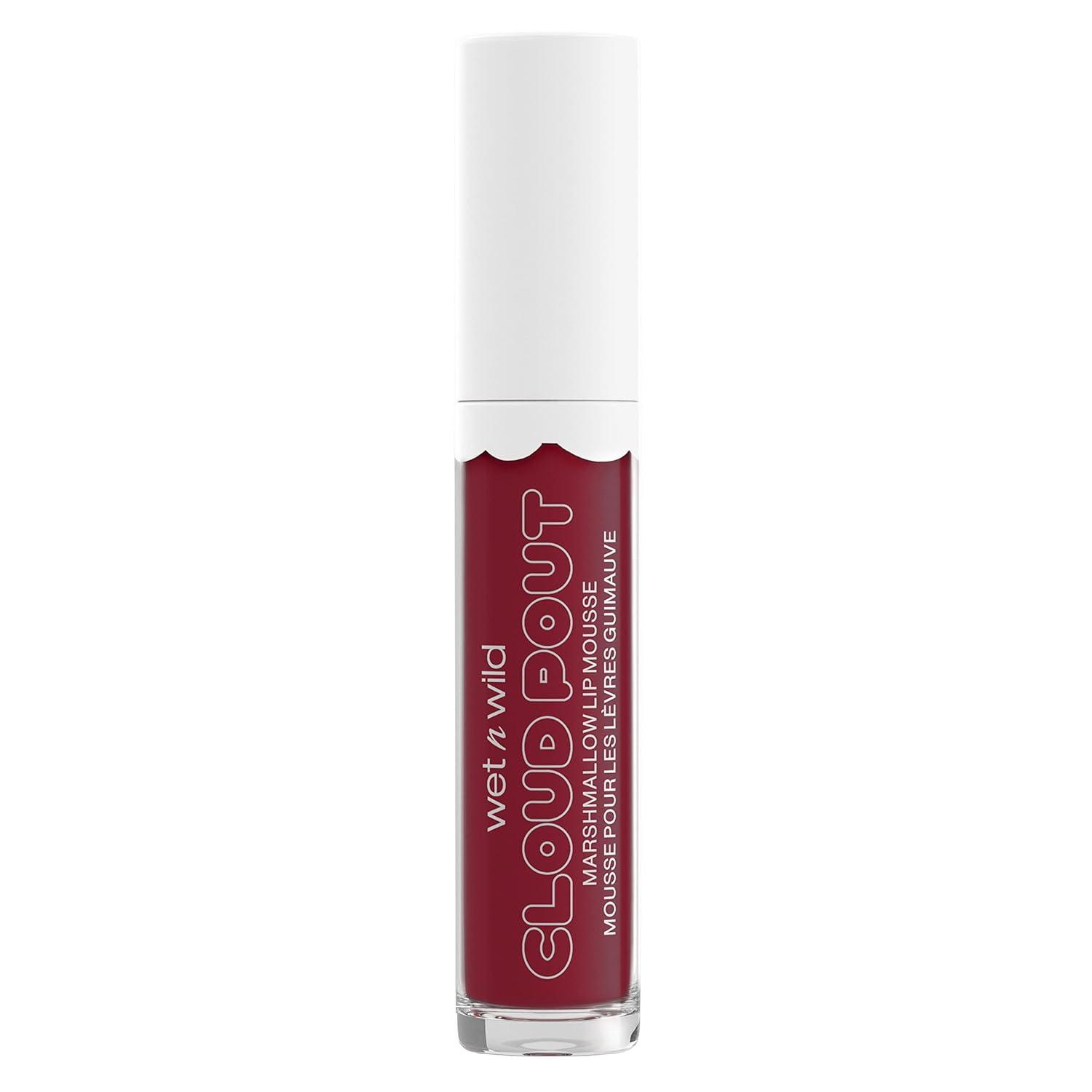 wet n wild Lip Cream Cloud Pout w/Marshmallow, Pink Girl, You’re Whipped | Argan Oil | Vitamin E | Marshmallow Flavored(Dark Red I’m On Cloud Wine)