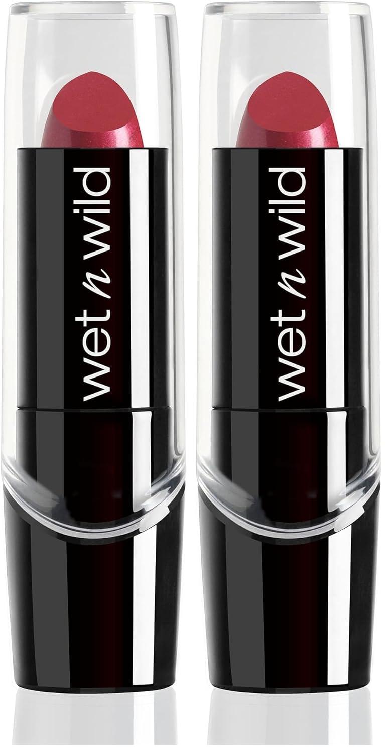 wet n wild Silk Finish Lipstick, Hydrating Rich Buildable Lip Color, Formulated with Vitamins A,E, & Macadamia for Ultimate Hydration, Cruelty-Free & Vegan – Hot Red(Just Garnet)