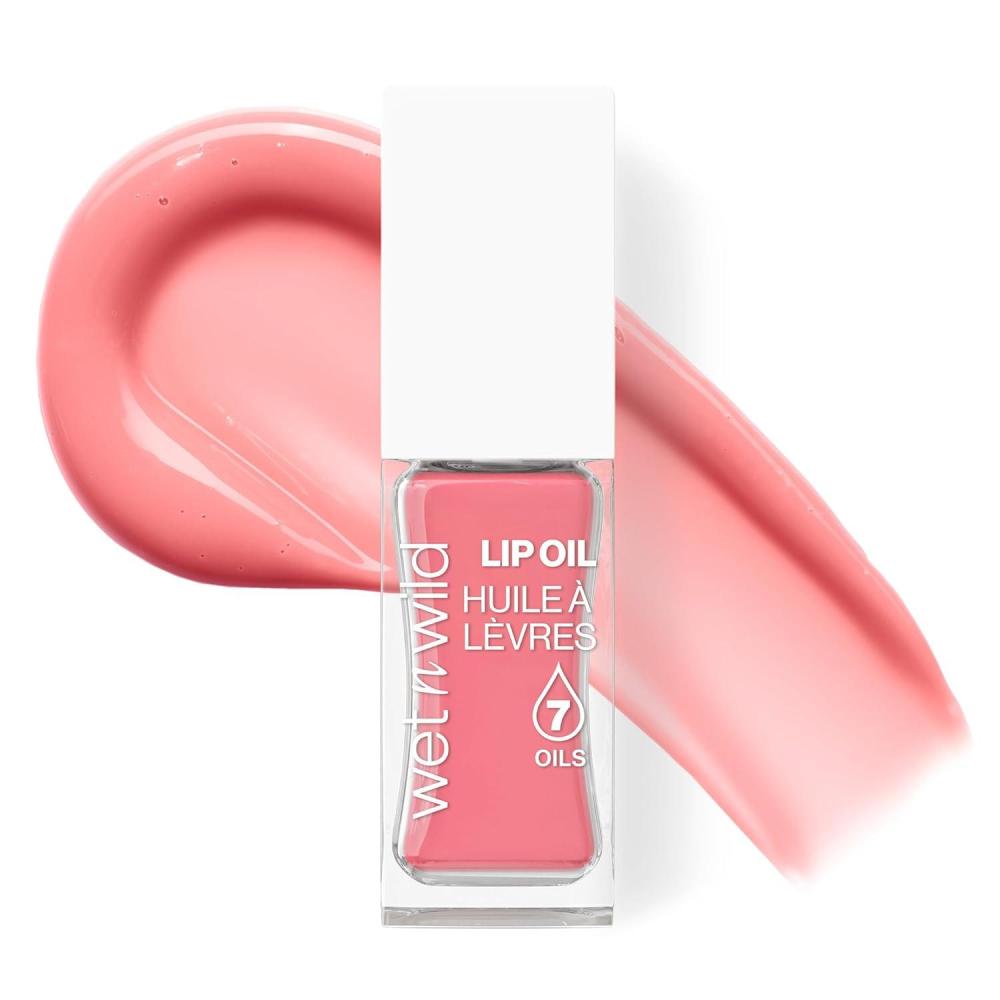 wet n wild Lip Oil – Lightweight, Non-Sticky, Hydrating & Nourishing Formula with 7 Conditioning Oils, Vegan & Cruelty-Free – Cedar Rose(Fuzzy Pillow)