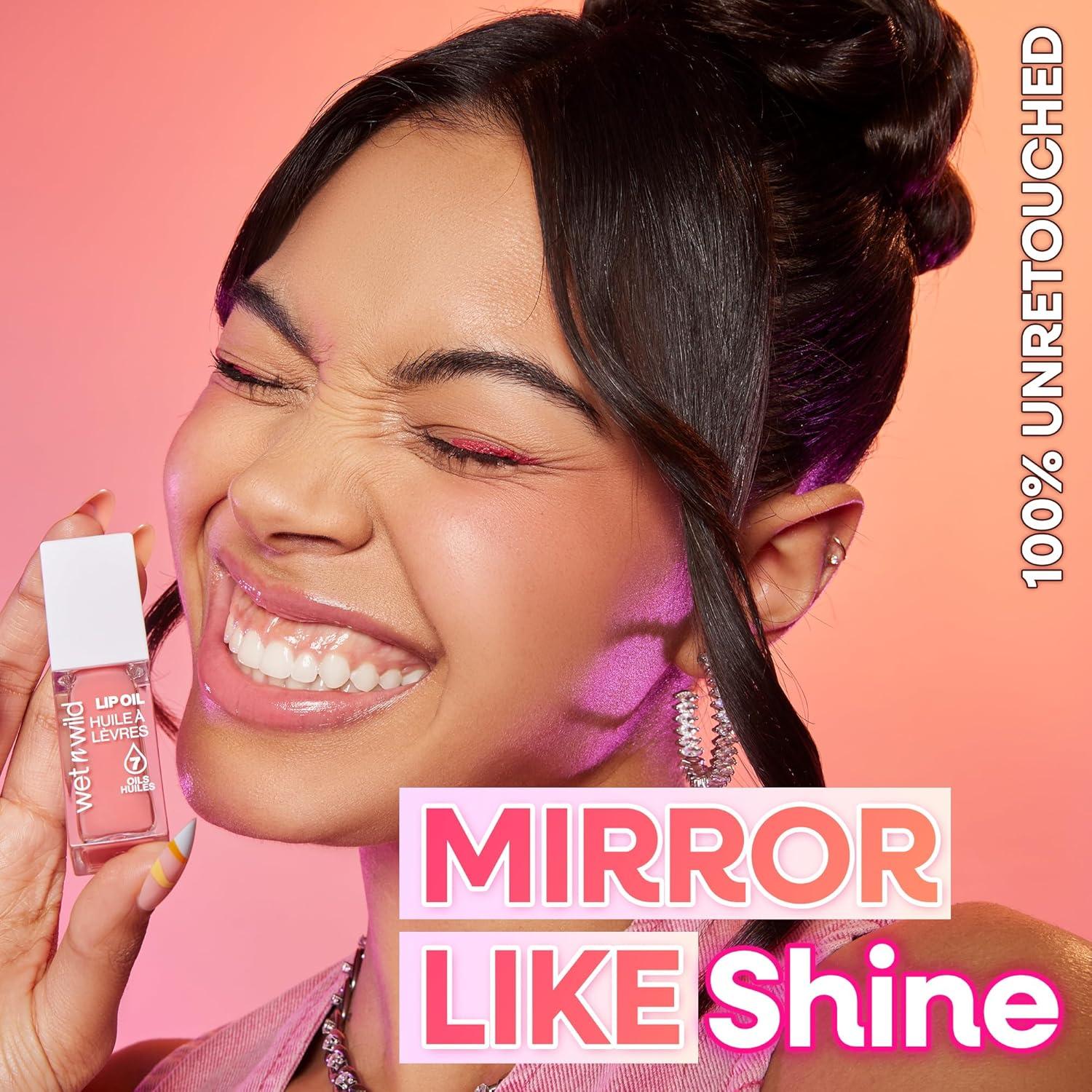 wet n wild Lip Oil – Lightweight, Non-Sticky, Hydrating & Nourishing Formula with 7 Conditioning Oils, Vegan & Cruelty-Free – Cedar Rose(Fuzzy Pillow)