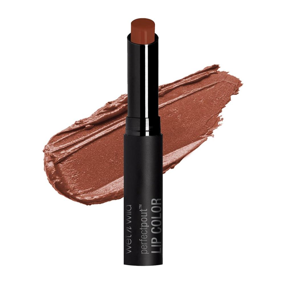 wet n wild Perfect Pout Lipstick, Black Power Outage Vegan | Gluten-Free | Cruelty-Free | Lip Color(Extra Cinnamon  Please)