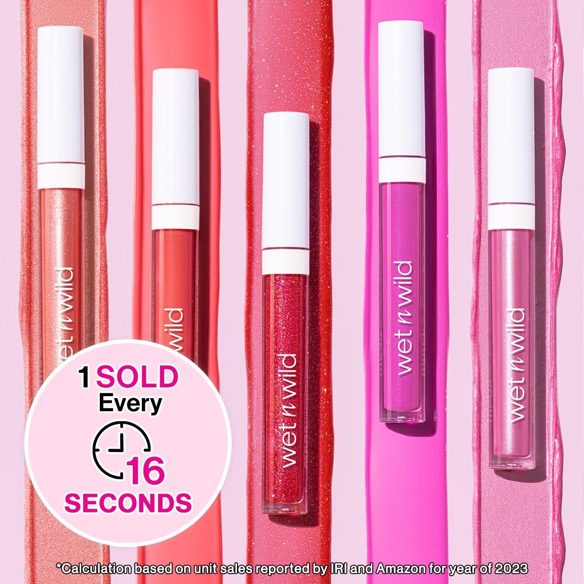 wet n wild MegaSlicks Lip Gloss, Ultra-Glossy, Vitamin-E Enriched, Ultra-Gloss High Shine Moisturizing, Cruelty-Free & Vegan – Berried Treasure(Carded)(Crushed Diamonds)