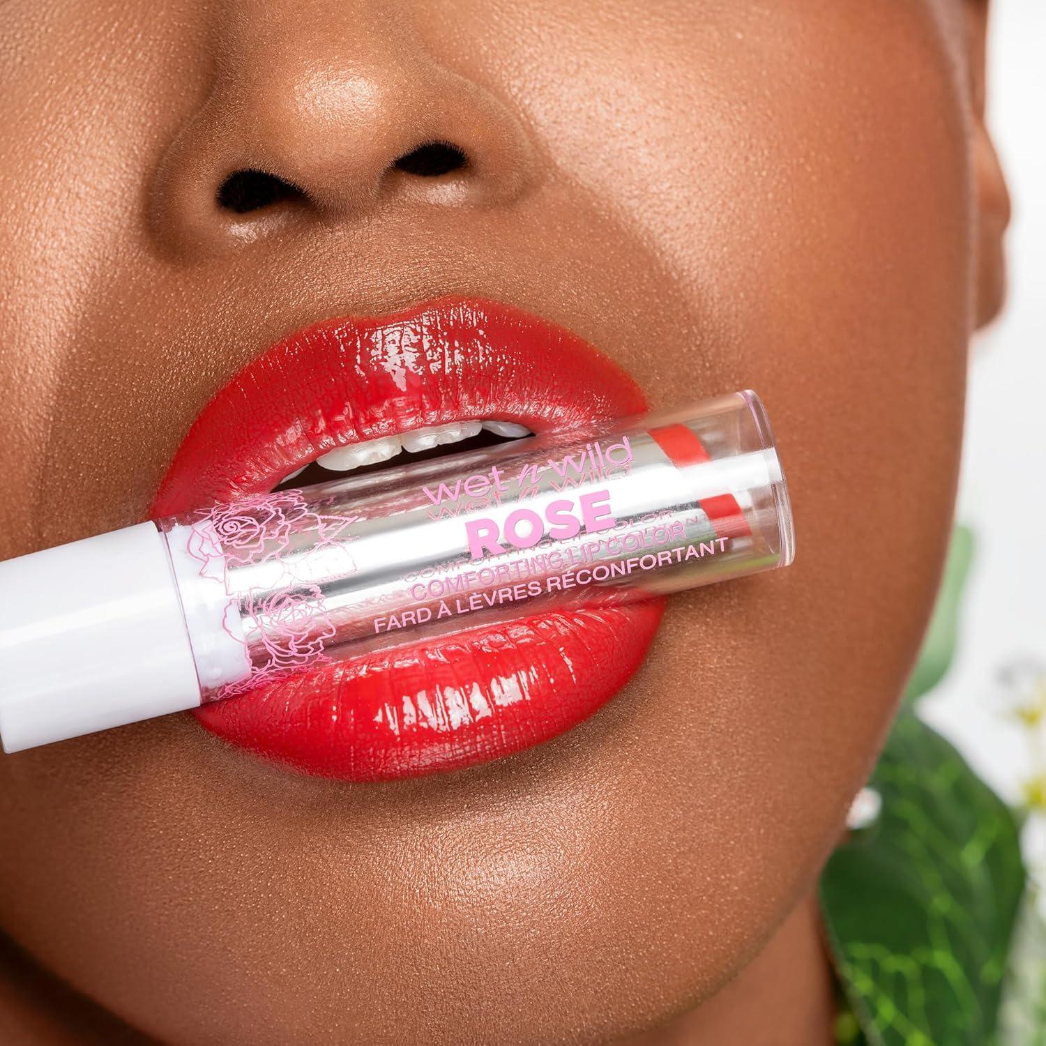 wet n wild Rose Comforting Glossy Natural Lipstick Dark Red Taffy Daddy(So Much Shine)