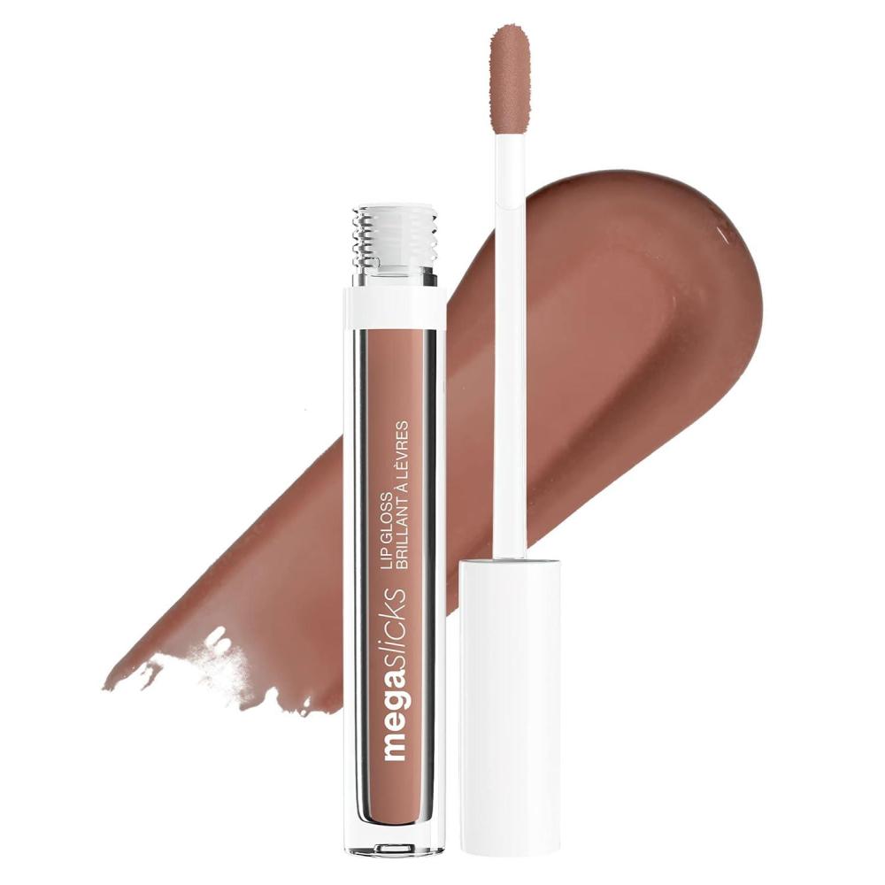 wet n wild MegaSlicks Lip Gloss, Ultra-Glossy, Vitamin-E Enriched, Ultra-Gloss High Shine Moisturizing, Cruelty-Free & Vegan – Berried Treasure(Carded)(Nude Mood)