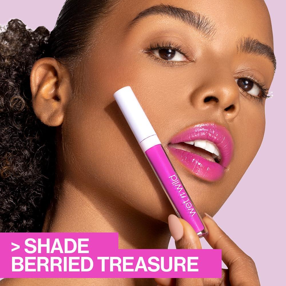 wet n wild MegaSlicks Lip Gloss, Ultra-Glossy, Vitamin-E Enriched, Ultra-Gloss High Shine Moisturizing, Cruelty-Free & Vegan – Berried Treasure(Carded)(Love Language)