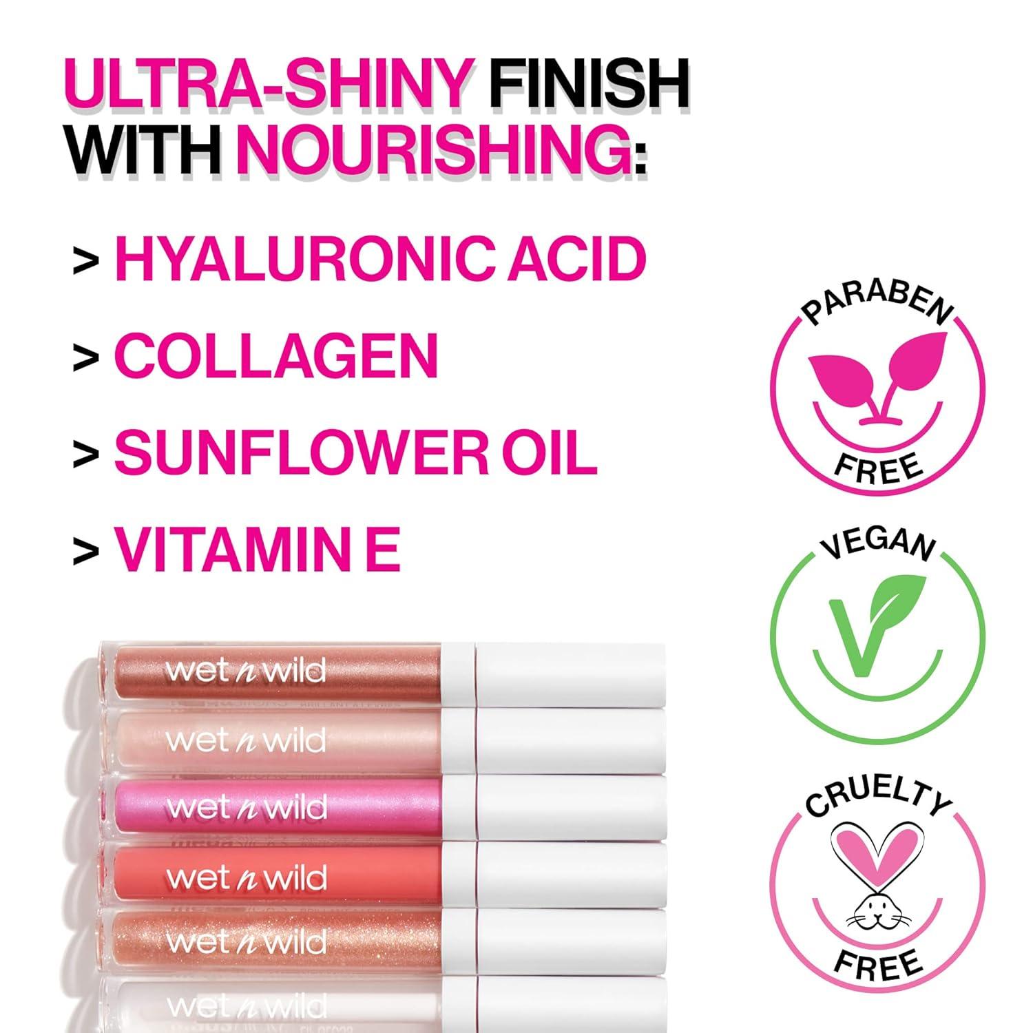 wet n wild MegaSlicks Lip Gloss, Ultra-Glossy, Vitamin-E Enriched, Ultra-Gloss High Shine Moisturizing, Cruelty-Free & Vegan – Berried Treasure(Carded)(Sinless)