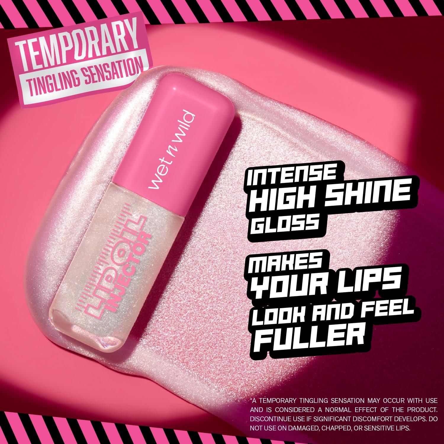 wet n wild Hello Kitty Glitter Lip Oil, New 10 Oil Infused Formula, Warm Apple Pie Lightly Scented, Sparkly Bold Colors, Cruelty-Free & Vegan – Diamond Bow(Shimmer Me Baby)